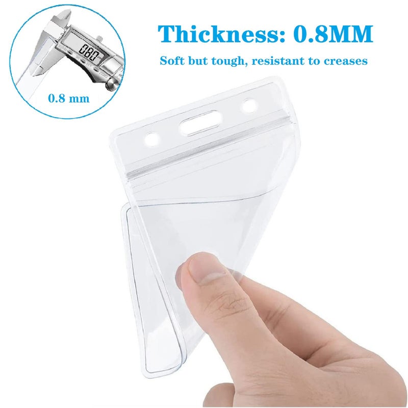 KAKAMINA 120 Pack Name ID Badge Holder-Plastic Badge Holder for Lanyard  Vertical Extra Thick 3.9"" x 2.7"" Waterproof Name tag Holder for School/Office/Hospital/Exhibition/Party/Badge Swipe Cards or Credit Card - Image 3